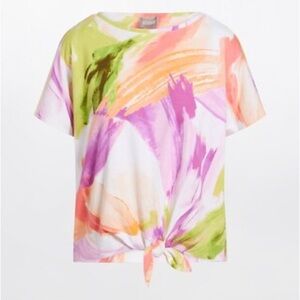Chico’s size 3(XL) Watercolor Tie-Front Dolman Tee